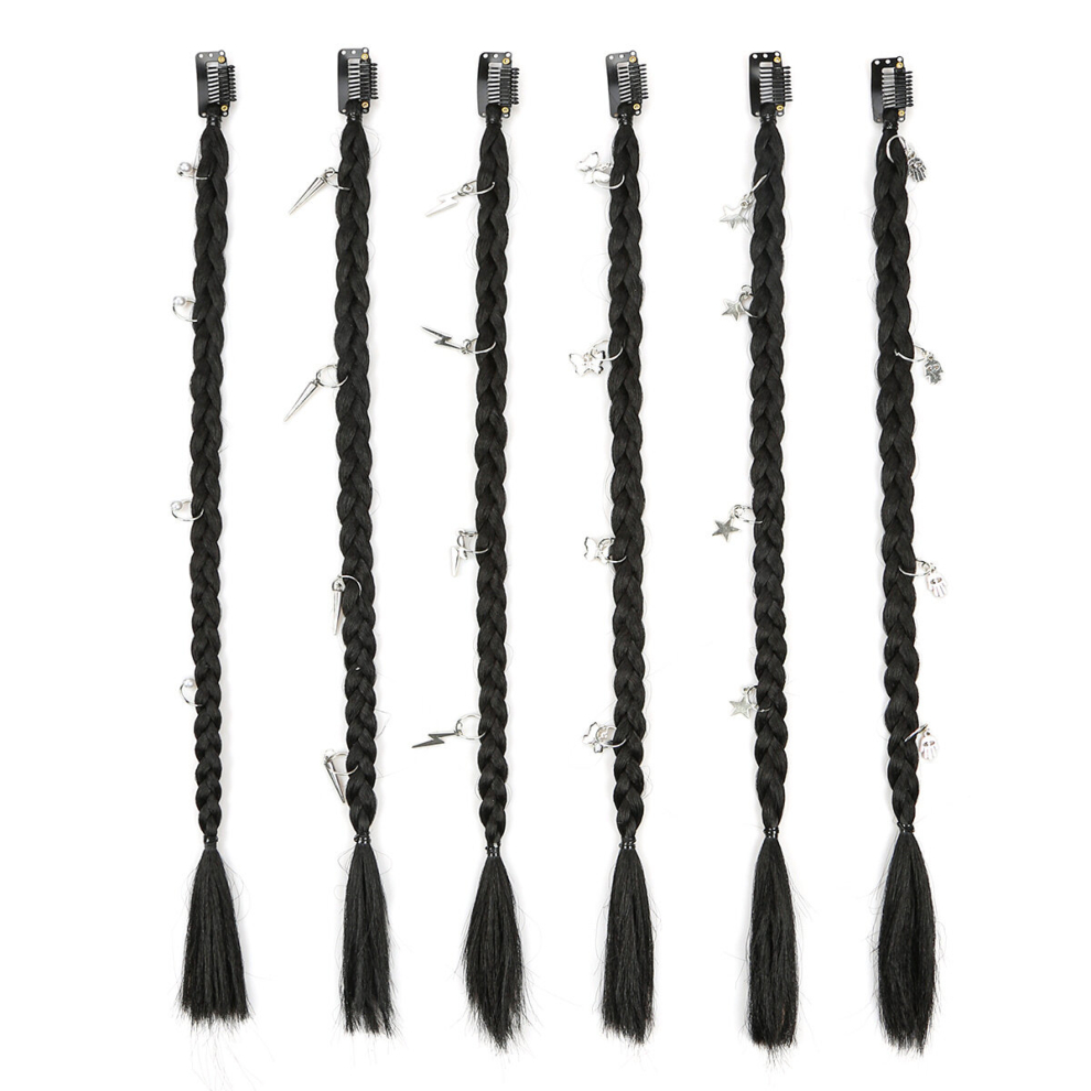 6pcs Small Braids Hair Pieces Synthetic Clip In Hair Extensions Fashionable For Daily Use Party Cosplay Halloween