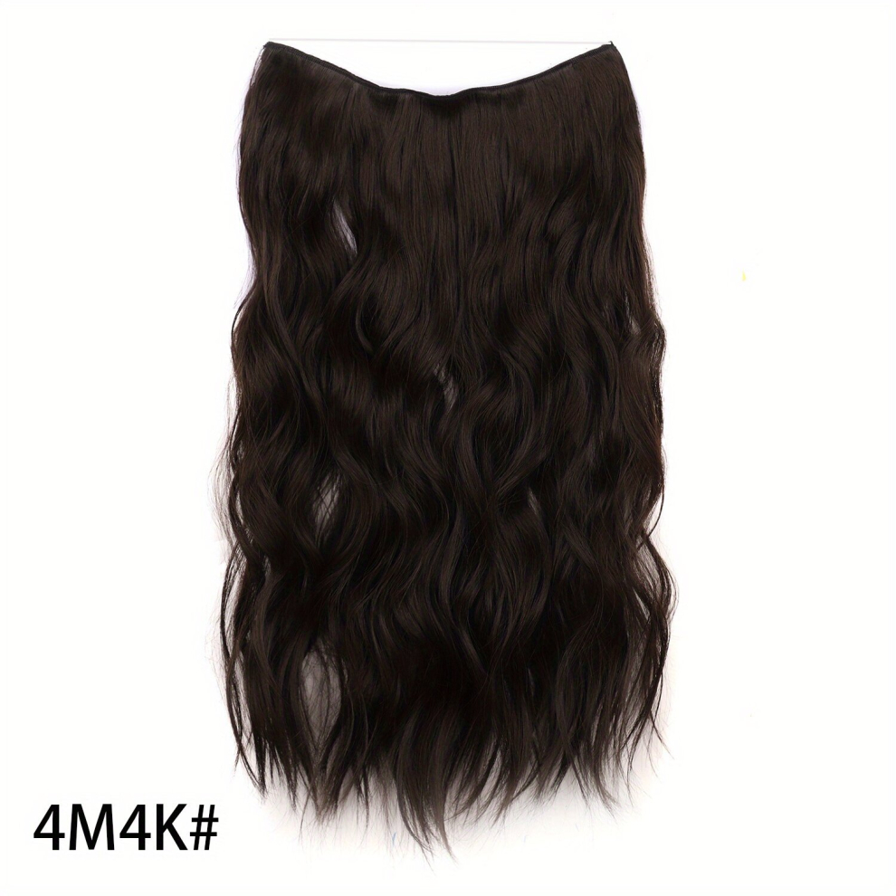 Long Wavy Invisible Hair Extensions with Transparent Headband Adjustable Size 4 Clips Synthetic Hair Accessories for Women 22 Inches