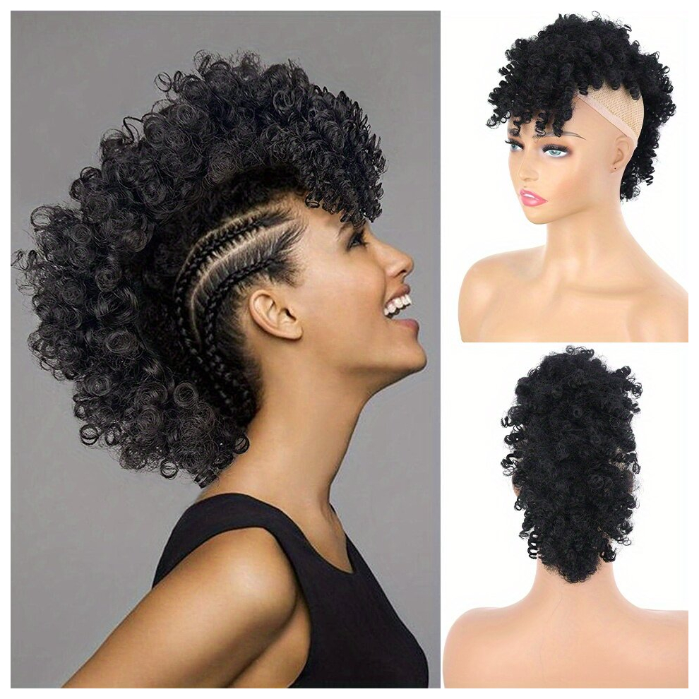 Synthetic Chignon Afro Puff Kinky Curly Hair Bun Ponytail Extenison Clip In Hair Extensions With Six Clips For Women Girls