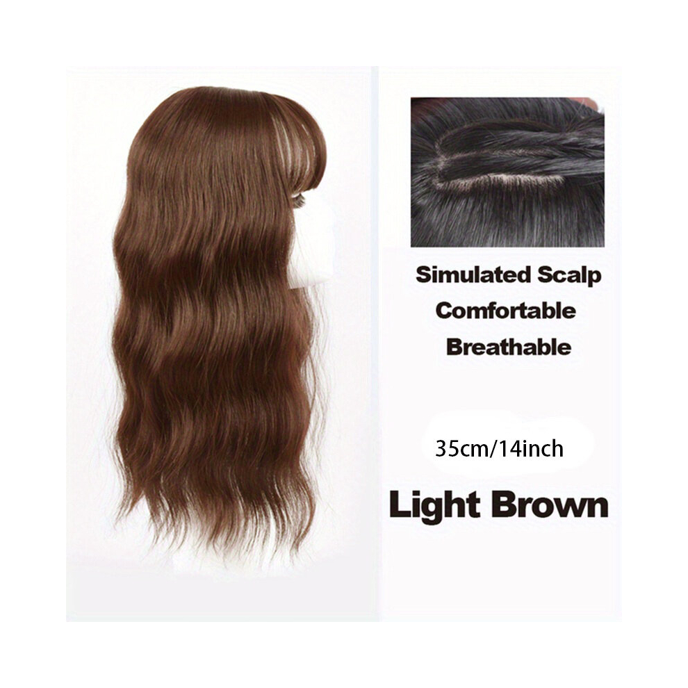 35 Synthetic Hair Piece 3 Clip In One Piece Water Wave Hair With Bangs For Women