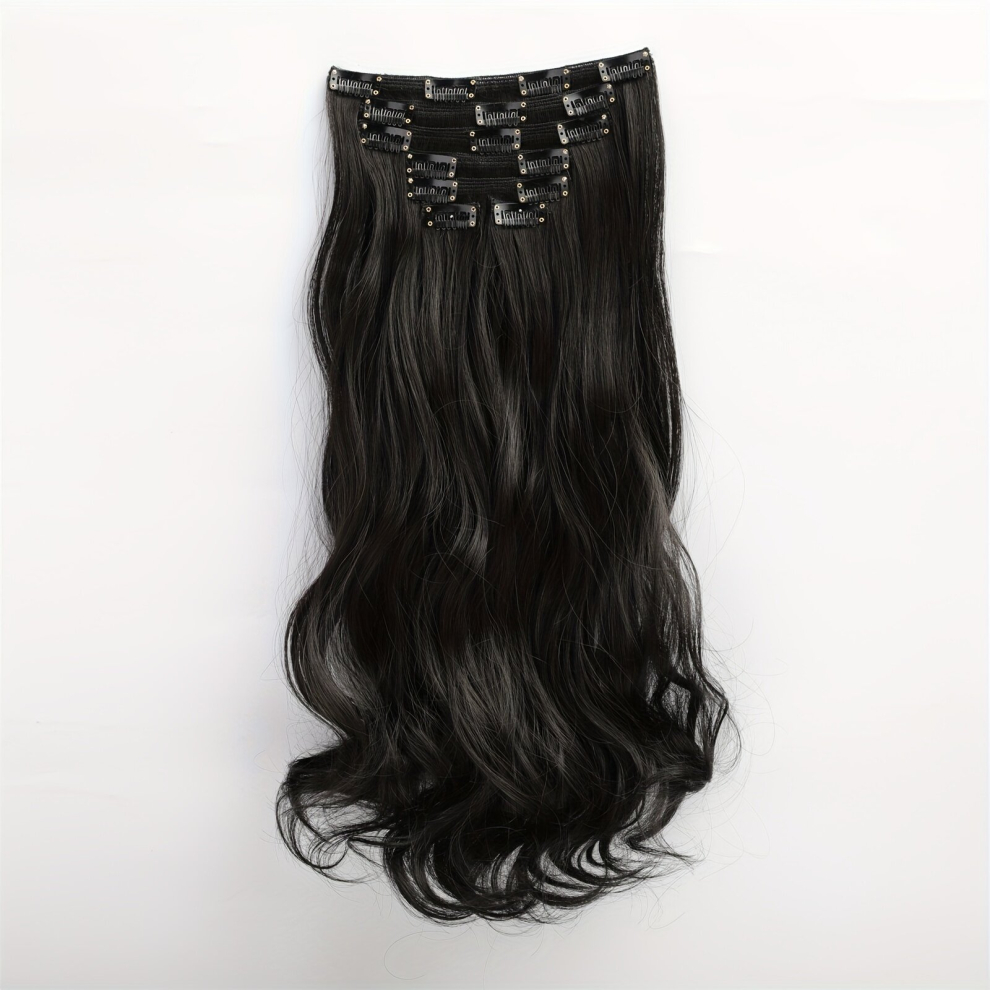 Unisex Multicoloured Long Wavy Hair Pieces Synthetic Clip In Hair Extensions Natural Looking For Daily Use 45