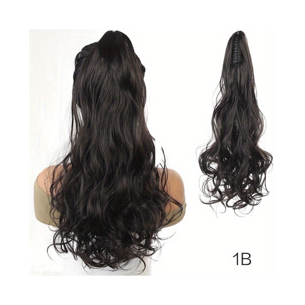 Unisex Black Claw Clip In Long Curly Wavy Hair Extensions 55 88 Cm Long Wavy Synthetic Fiber Ponytail Extensions For Women