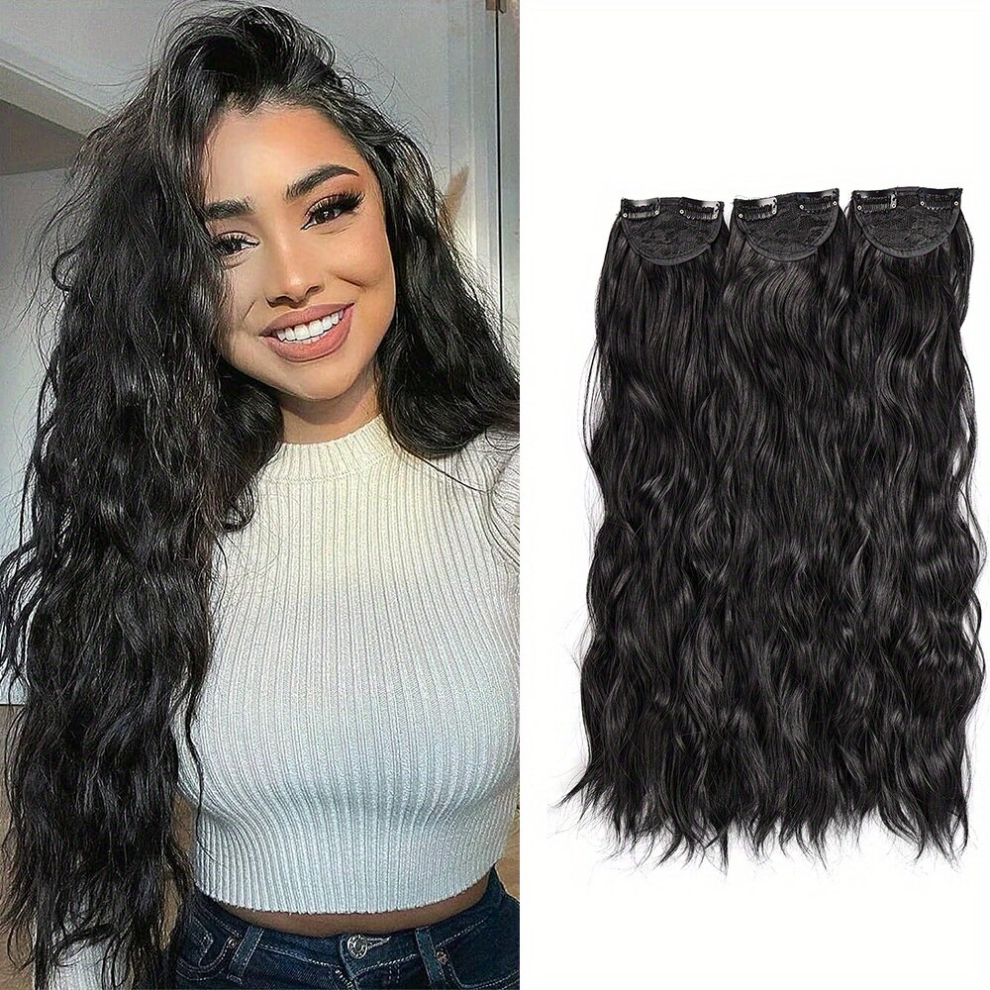 3pcs 45 72 Cm Curly Hair Invisible Clip Extensions Synthetic Hair Clip Extensions Add Volume And Length Soft Comfortable Natural Looking