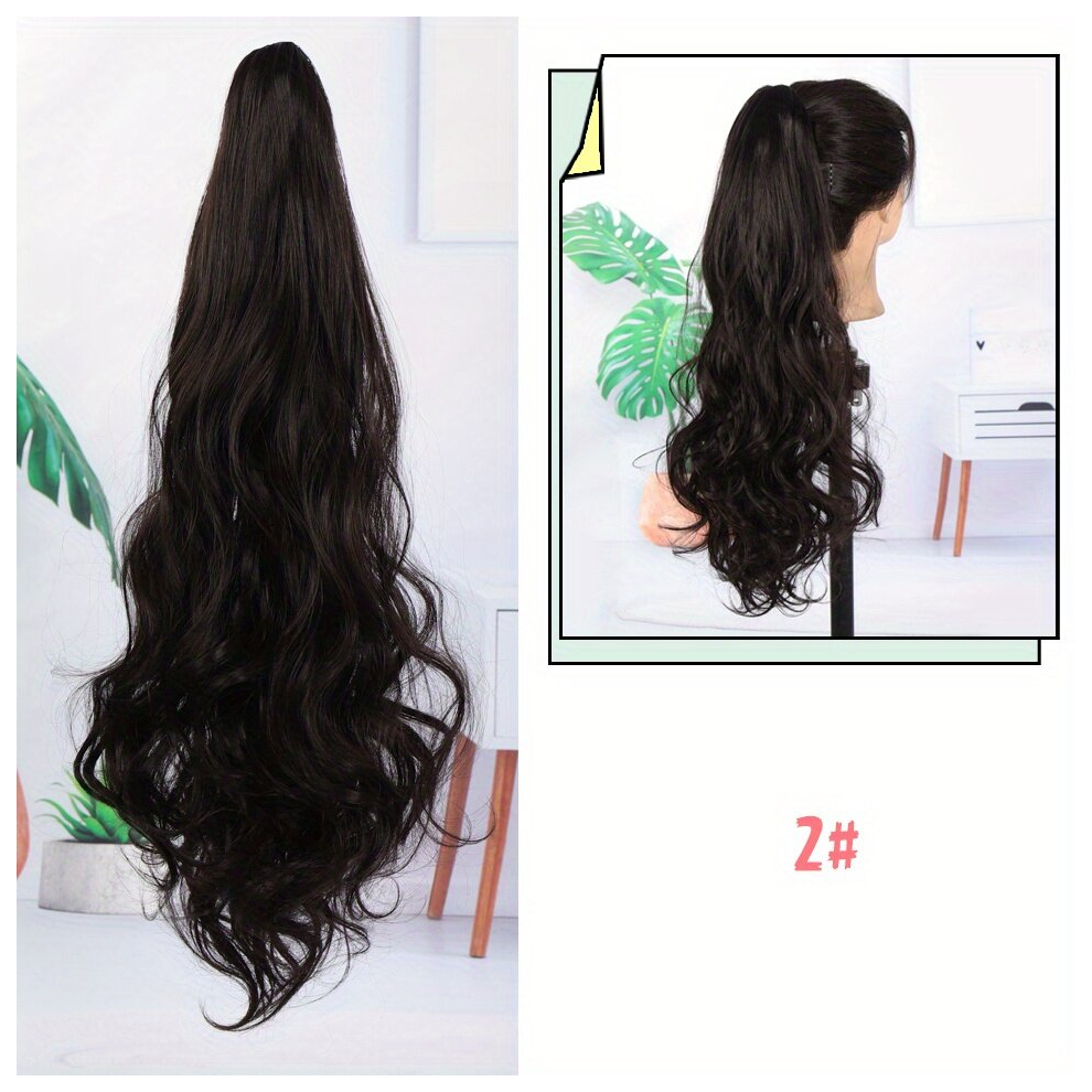55 88 Cm Synthetic Claw Clip In Curly Wavy Ponytail Extensions Natural Looking Wavy Hair Extensions For Women Ponytail Hair Hairpieces