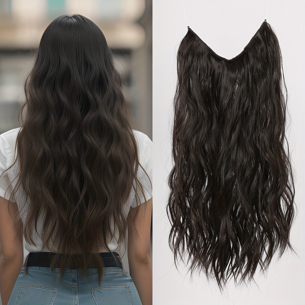 Unisex Multicoloured Hair Extensions 55 88 Cm Clip In Hair Extensions With Invisible Wire Long Water Wave Hair Extensions With Secure Clips Natural Synthetic Hairpiece For