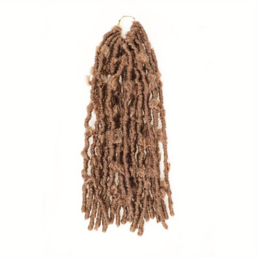 Unisex Brown Synthetic 45 Butterfly Locs Crochet Hair Distressed Butterfly Locs Crochet Braids Goddess Pre Looped Bob Locs Pre Twist Braid Extensions