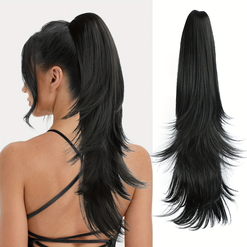 Unisex Multicoloured Claw Clip Ponytail Extension Long Layered Hair Clip In Pony Tails Hair Extensions For Women 55 88 Cm Sleek Ponytail Natural Wavy Synthetic Hairpieces