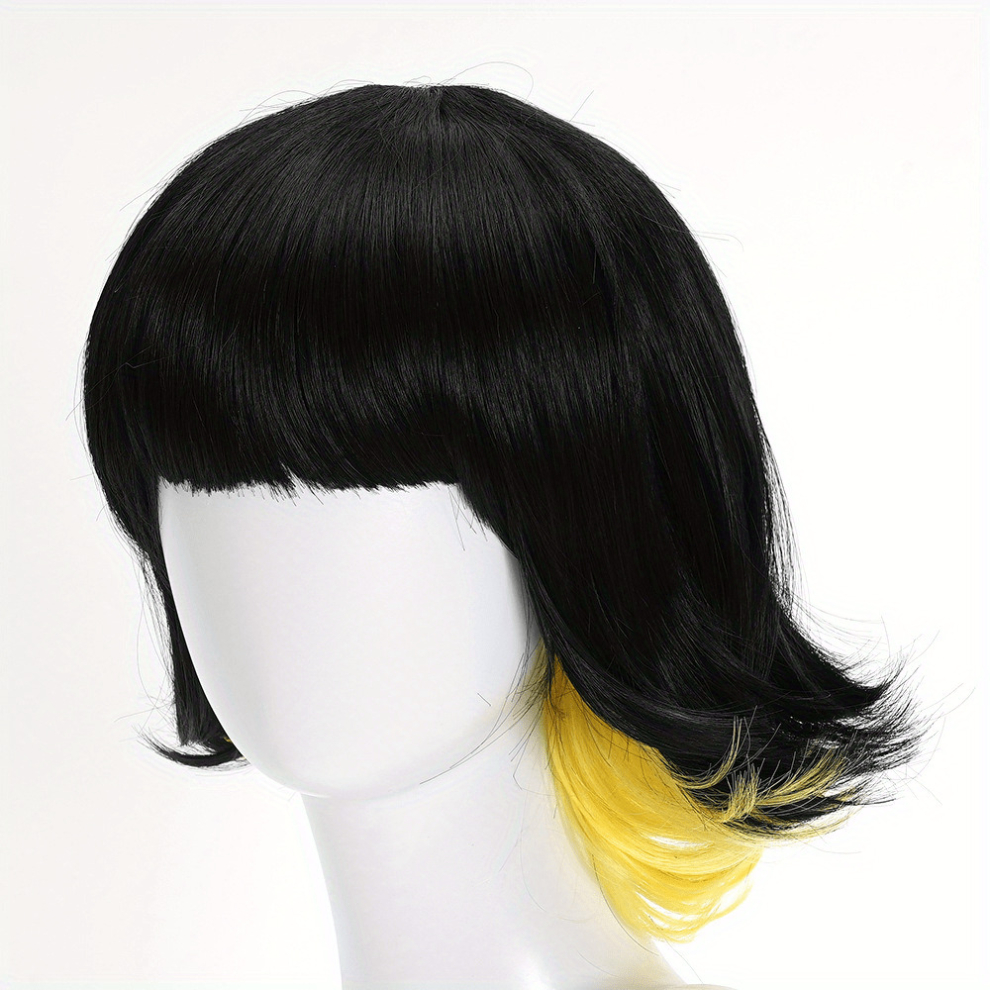 Unisex Multicoloured Costume Wigs Rainbow Short Straight Wig Synthetic Wig With Bangs Beginners Friendly Heat Resistant For Halloween Cosplay Party