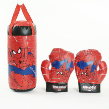 Boxing Toy Set Spiderman Printing Stress Relief Pvc Decompression Punching Bag Gloves For Children-red