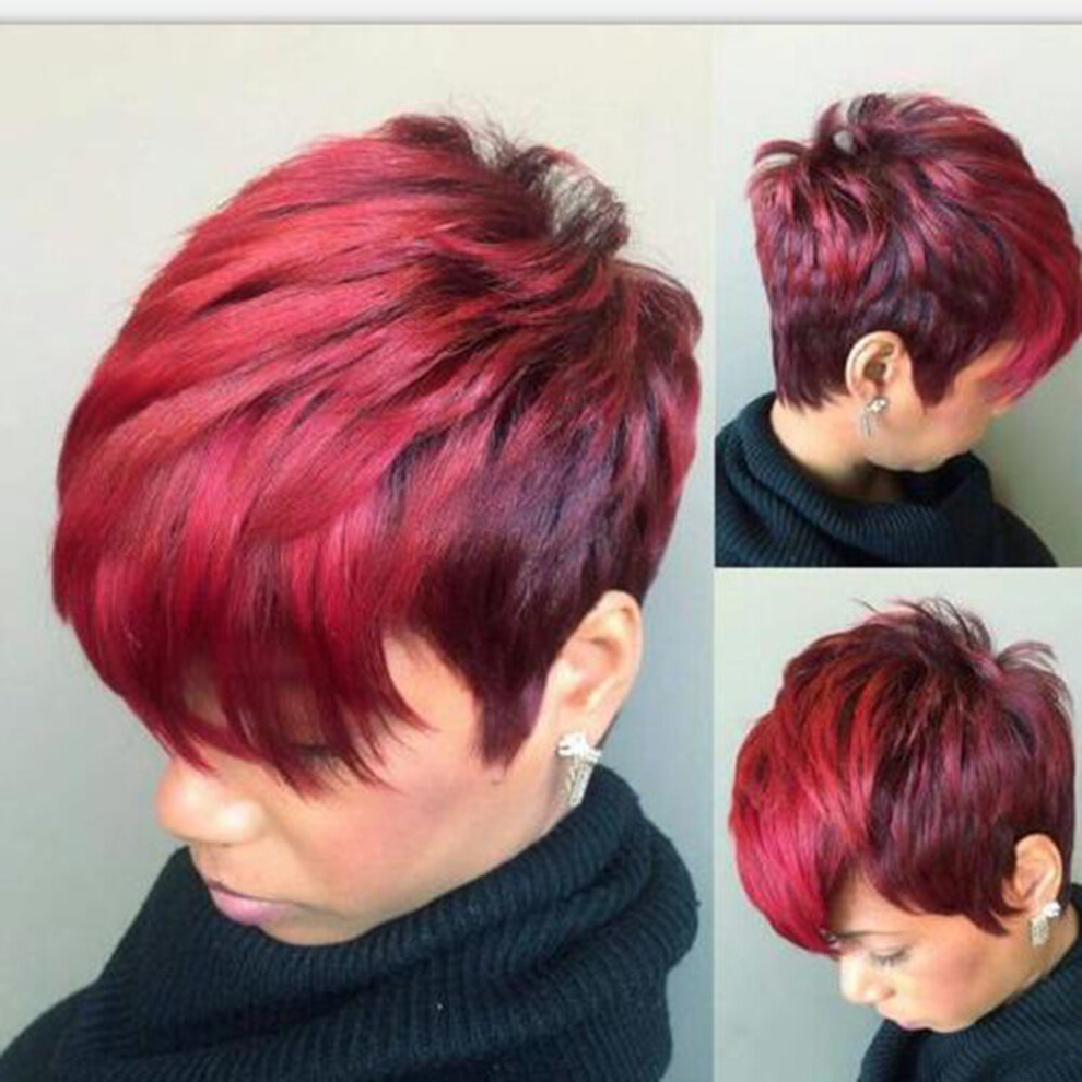 Unisex Brown Short Curly Pixie Cut Wig With Bangs Synthetic Wig Beginners Friendly Heat Resistant