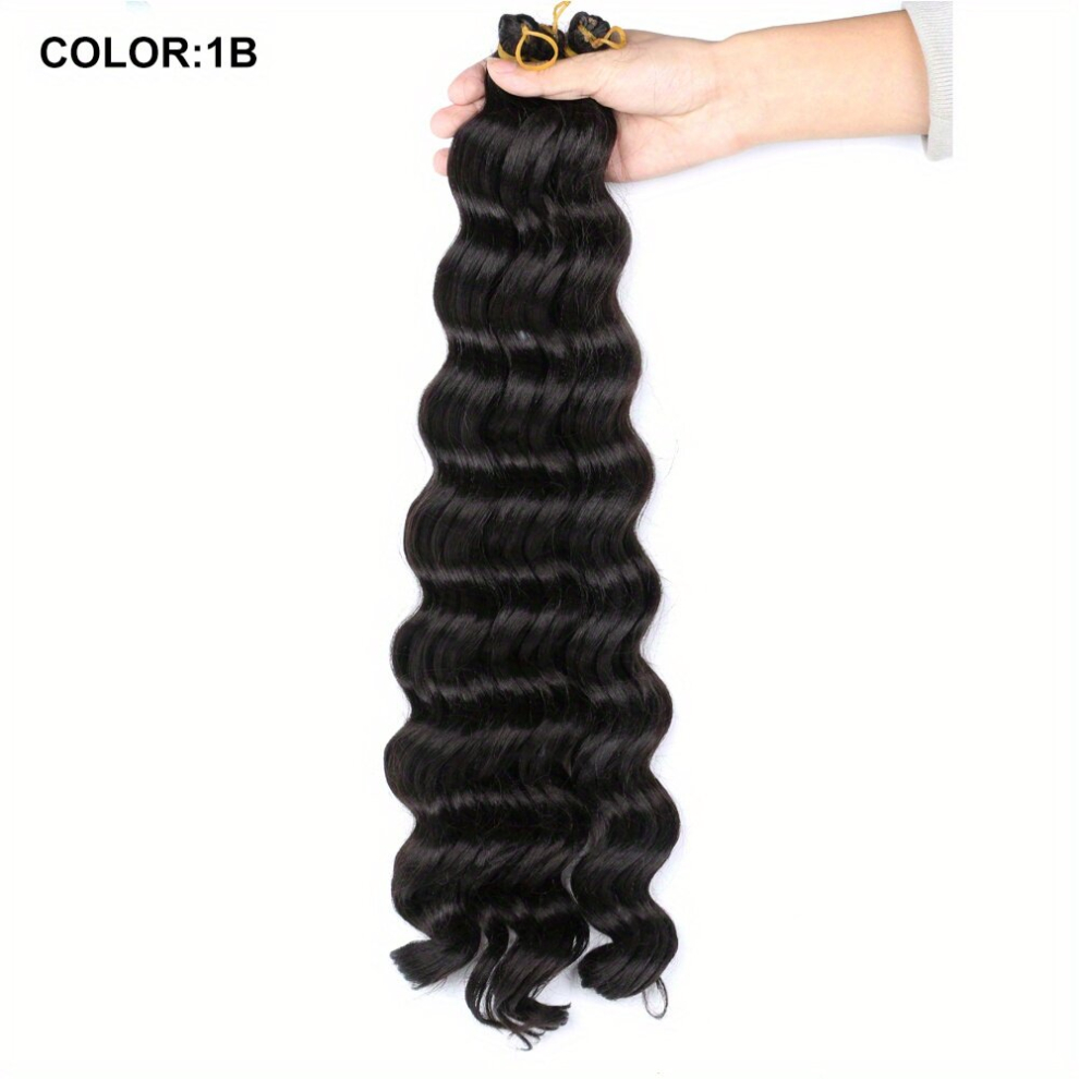 Unisex Multicoloured Ocean Wave Deep Wave Hair Bundles Synthetic Crochet Braids For Curly Hair Extensions With Water Wave Texture