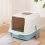 Living And Home Large Hooded Top Entry Cat Litter Box with Scoop 1