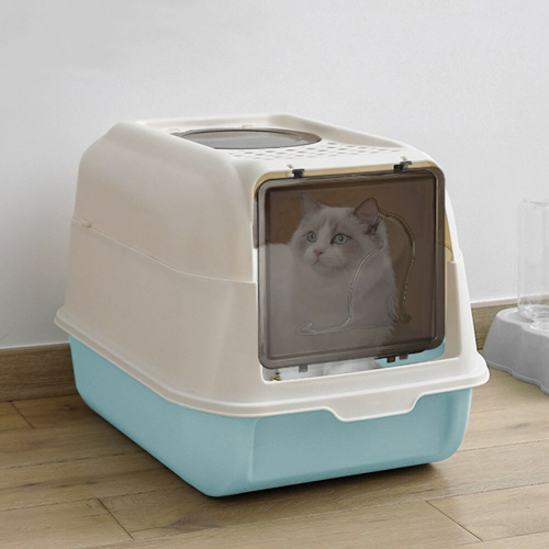 Living And Home Large Hooded Top Entry Cat Litter Box with Scoop 1