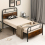 Costway (198 x 92 cm, Rustic) Single Bed Frame Metal Platform Bed w/ Headboard 8