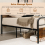 Costway (198 x 92 cm, Rustic) Single Bed Frame Metal Platform Bed w/ Headboard 7