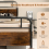 Costway (198 x 92 cm, Rustic) Single Bed Frame Metal Platform Bed w/ Headboard 3