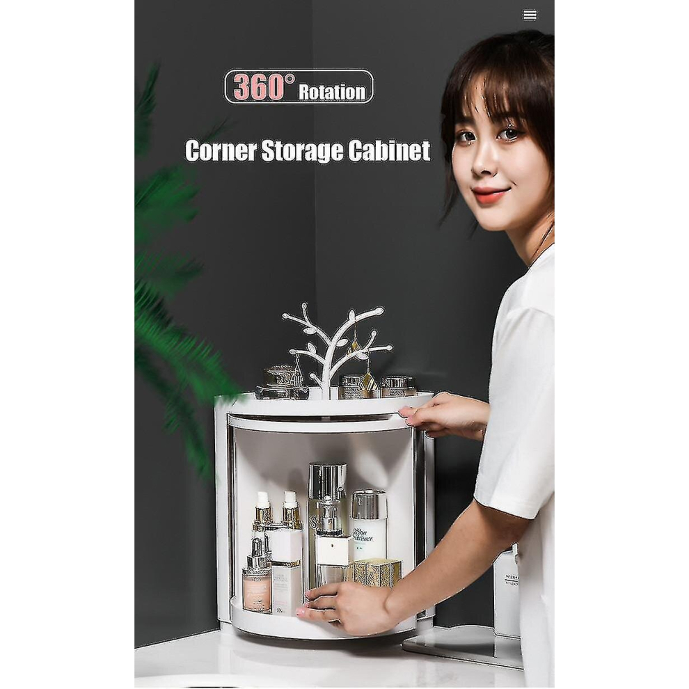 Plastic 360 Rotating Bathroom Storage Cabinet Corner Storage Organizer  Holders-image-OPC-PCN5J67-NEW