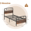 Costway (198 x 92 cm, Rustic) Single Bed Frame Metal Platform Bed w/ Headboard 2