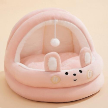Semi-enclosed Cradle Pet Cat Bed Dog Kennel Mat Pet Supplies-s (pink Bunny)