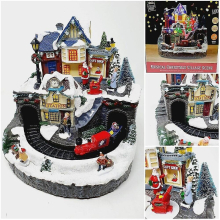 Large Christmas Village Town Scene Animated Musical Led With Moving Train