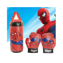 Boxing Toy Set Spiderman Printing Stress Relief Pvc Decompression Punching Bag Gloves For Children-red