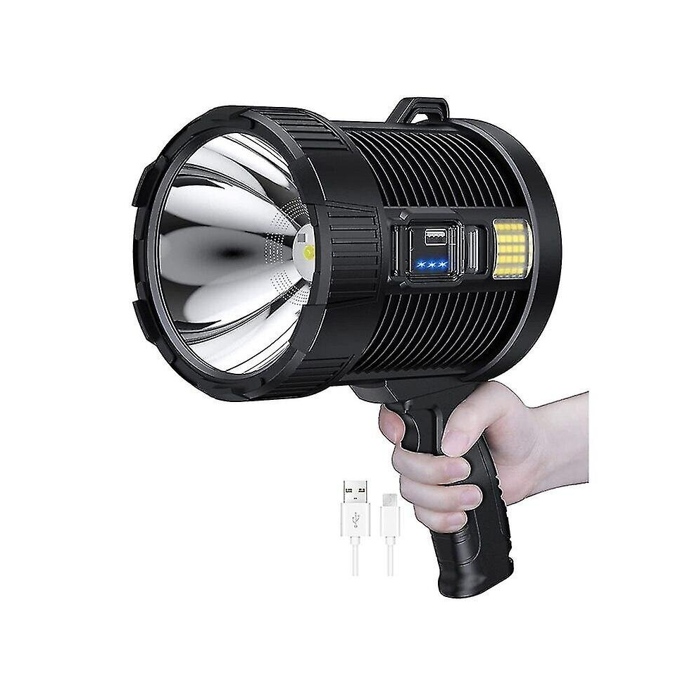 Rechargeable Spotlight 100000 Lumens Led Spot Lights Handheld Large Flashlight Super Bright Outdoor Solar Spotlights