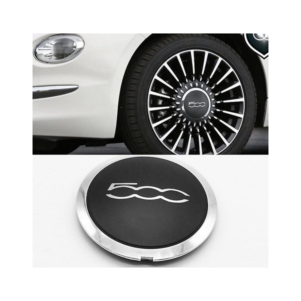Fiat 500 Alloy Wheel Centre Cap And Chrome 133Mm Black/Silver 5601103455435