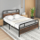 Costway (208 x 152 cm, Rustic) King Bed Frame Metal Platform Bed w/ Headboard 9