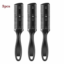 Hair Clipper Comb, Double Side Hair Cutting Trimmer Comb With Stainless Steel Blade, Pack Of 3 (black)