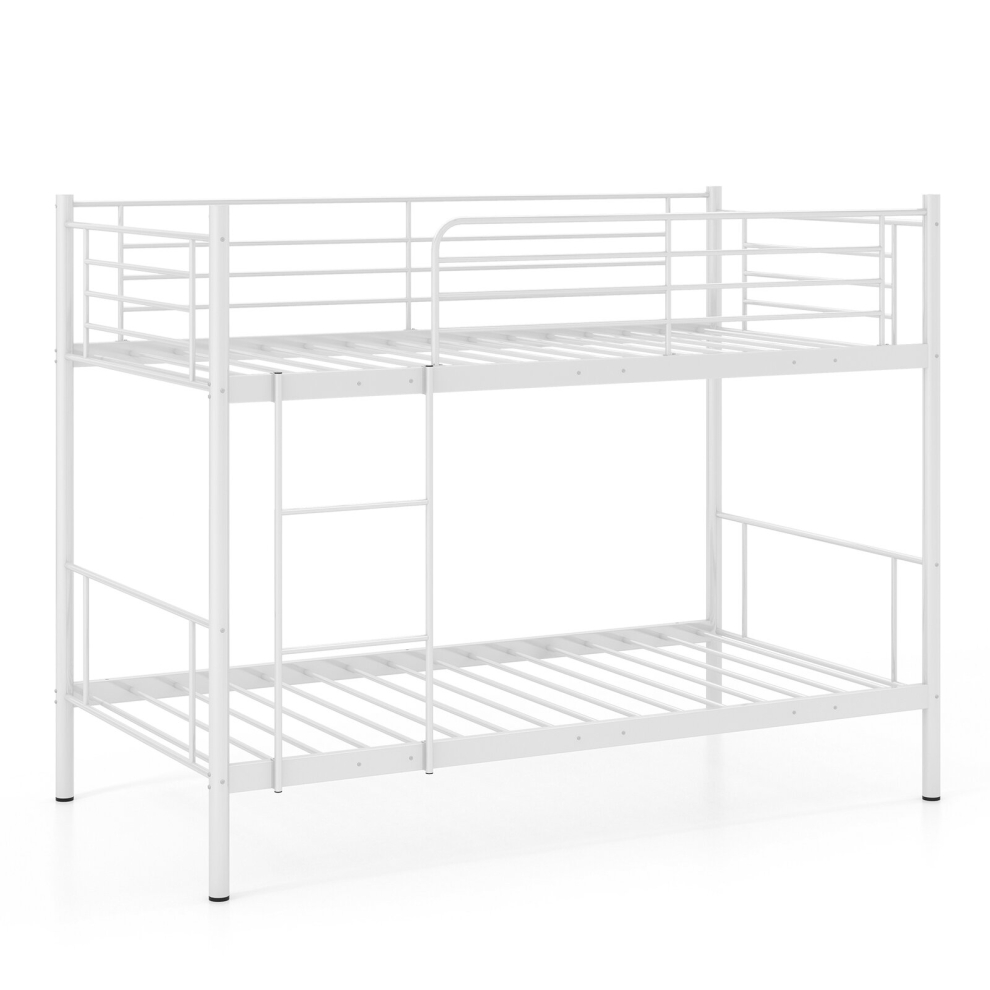 (198 x 98 cm) Single Bunk Bed 2-Tier Metal Loft Bed Frame w/ Ladder