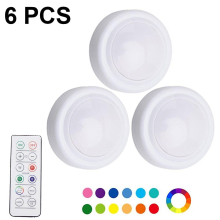 Sunrain 6pcs Night Light With 16 Colors Changeable Led Puck Lightings Battery Powered Dimmable Under Cabinet Lights Wireless, With 2 Remote Controls