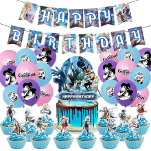 Genshin Impact Themed Birthday Party Decoration Supplies Set Banner Cake Toppers Balloons