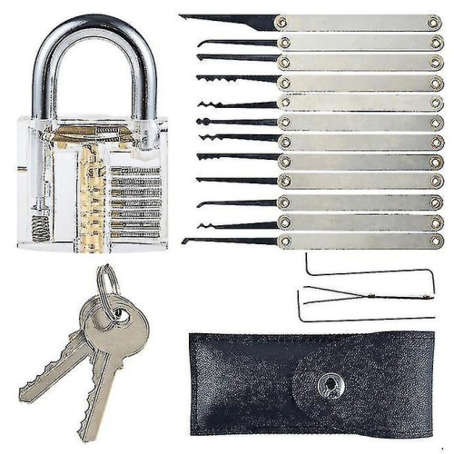 15pcs Lock Padlock Picking Kit Tools Transparent Key Extractor Lock Pick Set 2