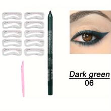 14 Colors Eyeliner Pen Set With Eyebrow Trimmer And Soft Eyebrow Stencil 3 Pcs Metallic Smoky Glitter Eye Makeup Set