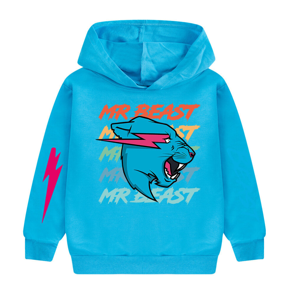 (pale blue, 15-16Years Old) MR BEAST Kids Hoodie Sweatshirt, Birthday Gift, Youth Hoodie