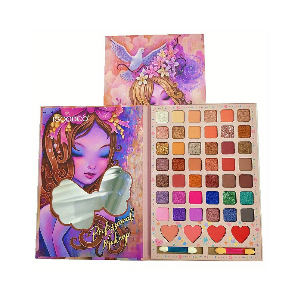 Flower Fairy 46 Colors Eyeshadow Palette Matte Pearly Finish Blush Powder Face Makeup Palette Gift For Good Friends