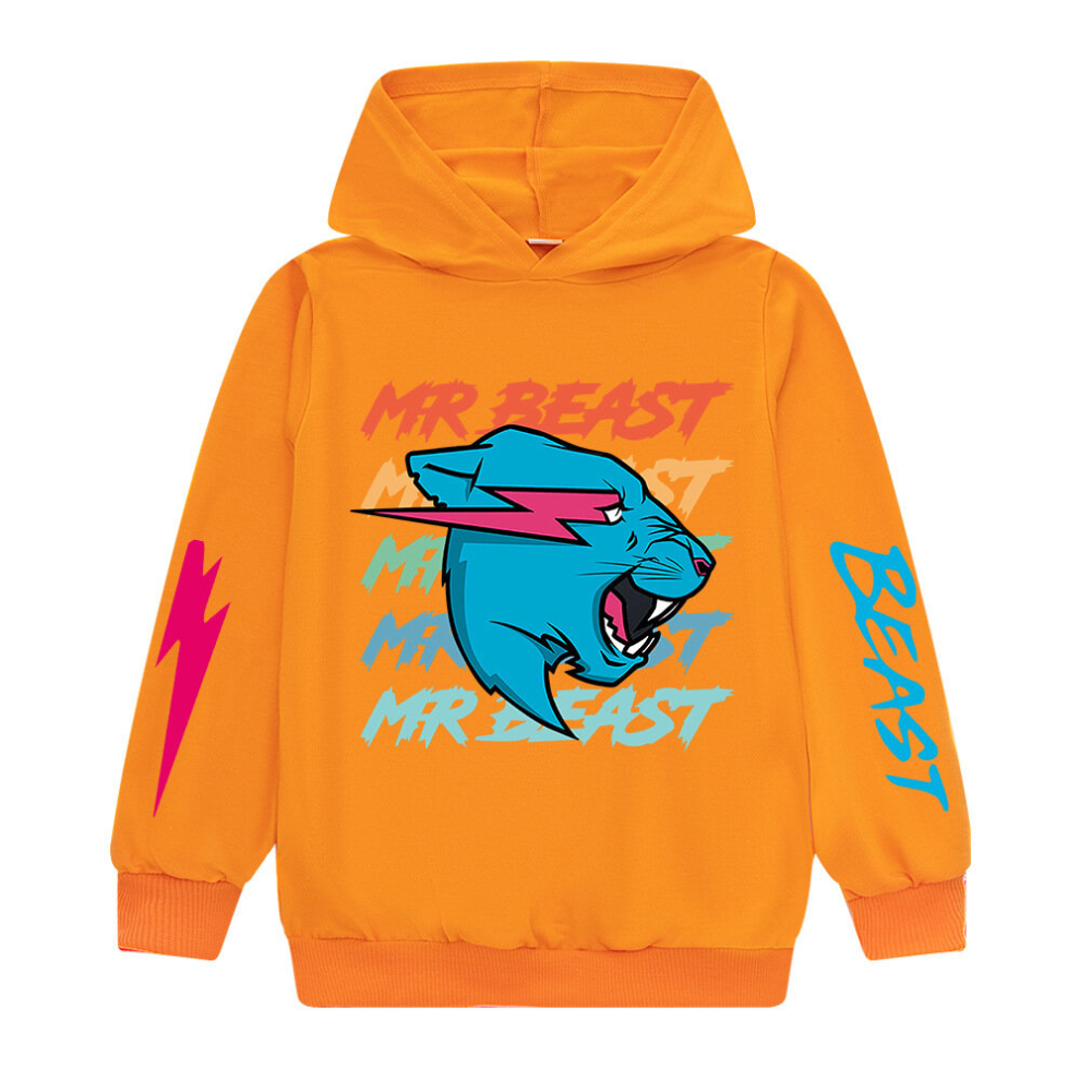 (orange, 11-12Years Old) MR BEAST Kids Hoodie Sweatshirt, Birthday Gift, Youth Hoodie