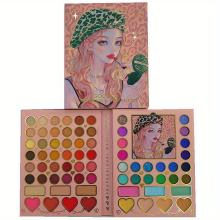 70 Colors Facial Makeup Palette Eyeshadow Pearly Matte Powder Blusher High Gloss Lipstick Palette Facial Makeup Palette With Portable Brush Leopard Pr