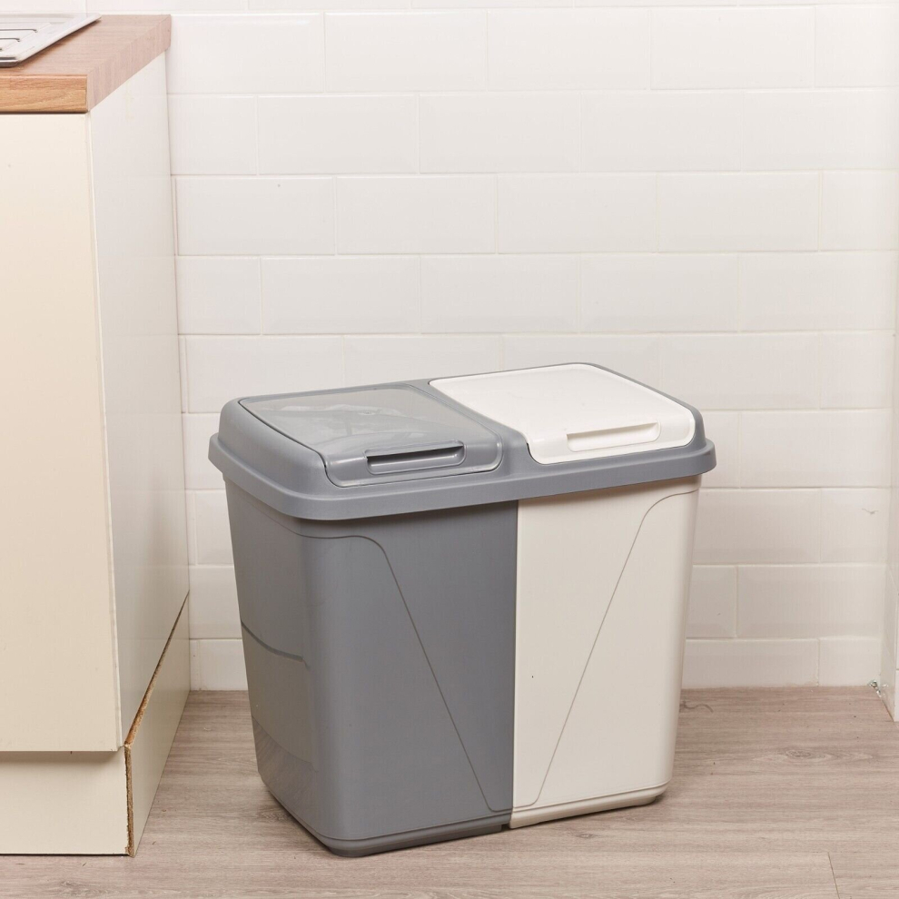 Urbn Living (60L - And ) 60/90L Double Kitchen Recycling Laundry Duo Bin Garbage Under Cabinet Trash Can Grey/White