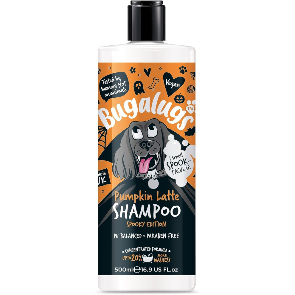 Bugalugs Pumpkin Latte Dog Shampoo Spooky Edition - ghoulishly good grooming products in a fangtastic fragrance.