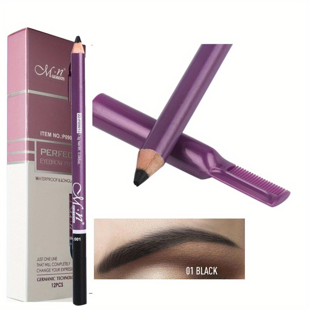 121pcs Eyebrow Pencil With Comb And Brown Wooden Rod Eyebrow Pencil Cosmetics