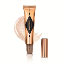 Long Lasting Highlighter Cream with Sponge Applicator Smooth Shimmering and Pearly Finish for Facial Brightening and Makeup