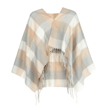 (Beige) Acrylic Fashion Women's Long Shawl Grid Tassel Winter Warm Oversized Scarf