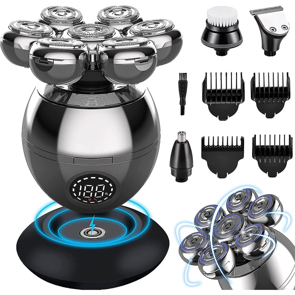 Head Shavers Compatible Bald Men-5-in-1 Electric Head Shaver Compatible Bald Men, Rotary Design Head Shavers, Electric Men's Grooming Kit