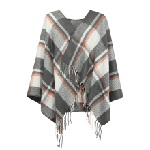 (Grey) Acrylic Fashion Women's Long Shawl Grid Tassel Winter Warm Oversized Scarf