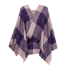 (Purple) Acrylic Fashion Women's Long Shawl Grid Tassel Winter Warm Oversized Scarf