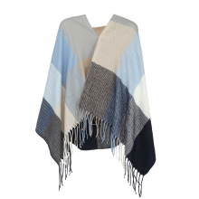 (Navy) Acrylic Fashion Women's Long Shawl Grid Tassel Winter Warm Oversized Scarf