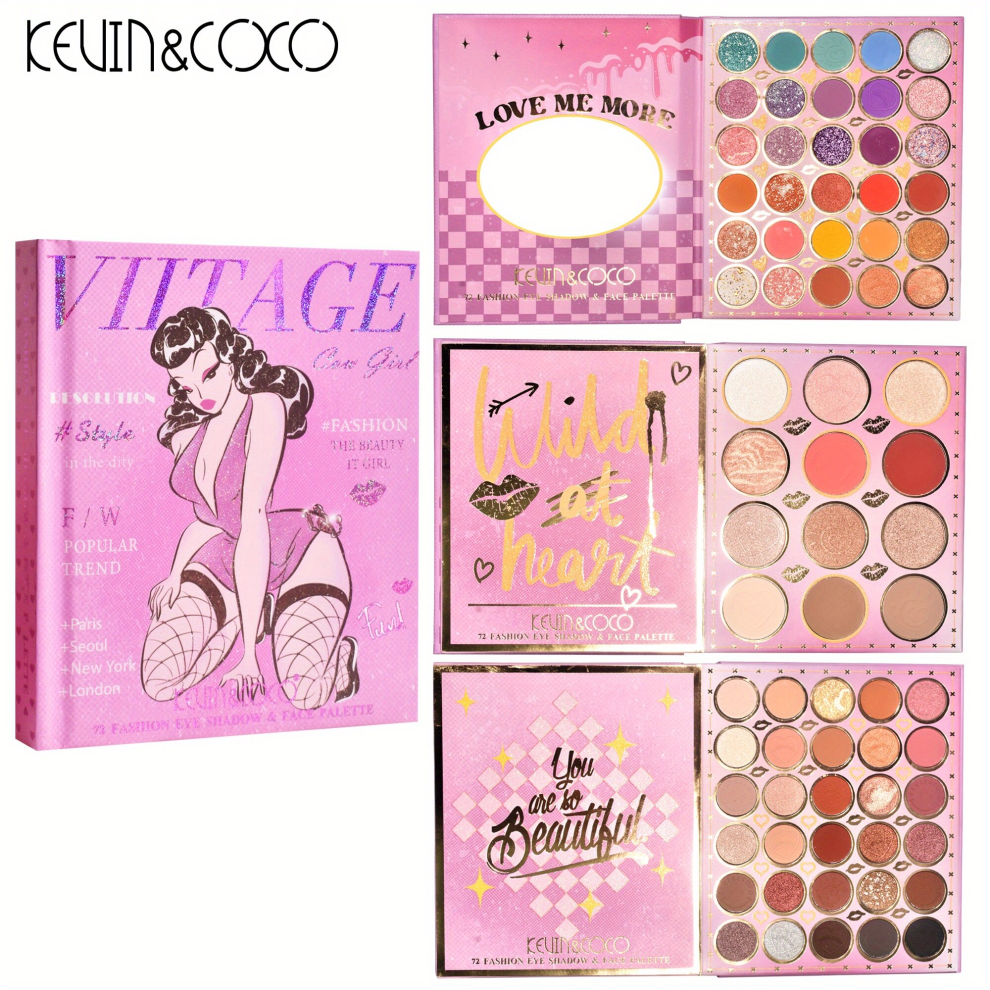 Pink,Multicoloured Kevin&Coco 72 Spice Girl Eyeshadow And Blush Palette Highlights And Contouring In One Disc Perfect Gift For Women