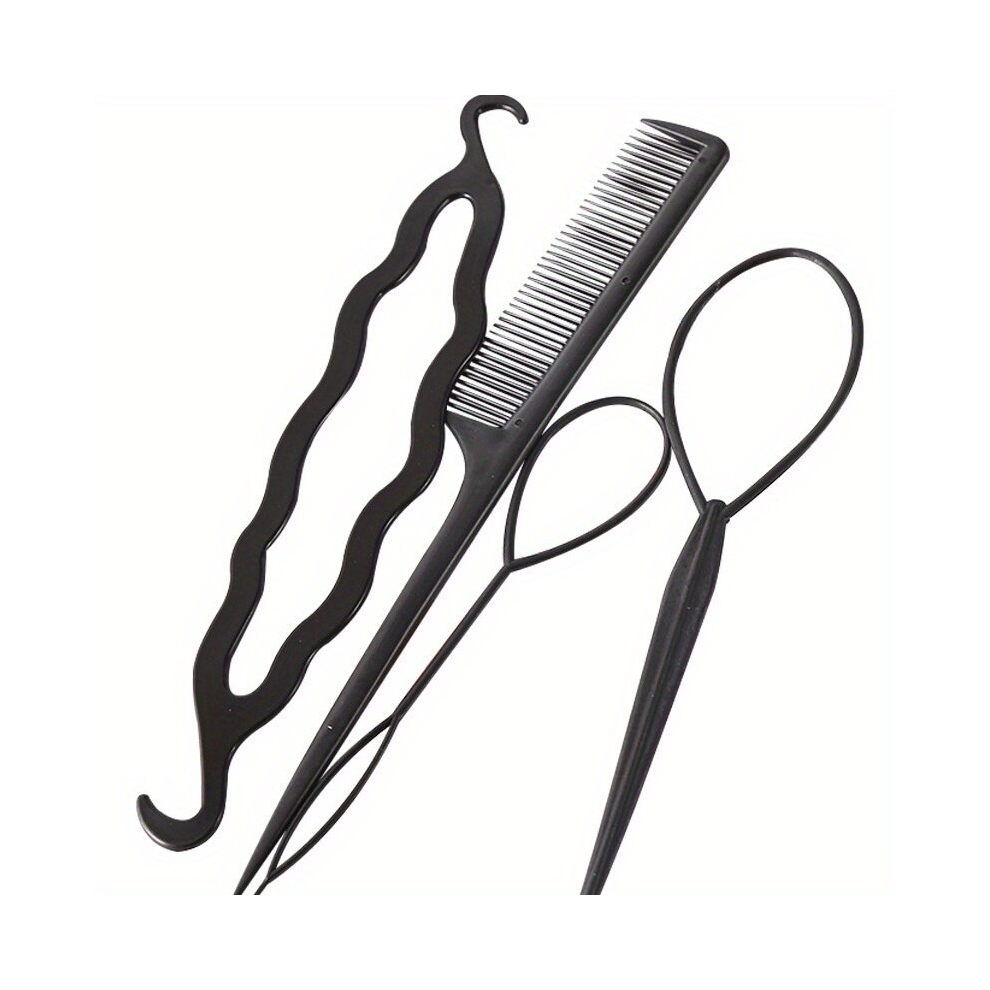 4pcs set Magic Hair Styling Set Hair Braiding Twist Curler Hairpin Holding Hair Braided Pull Hair Needle Ponytail DIY Tools