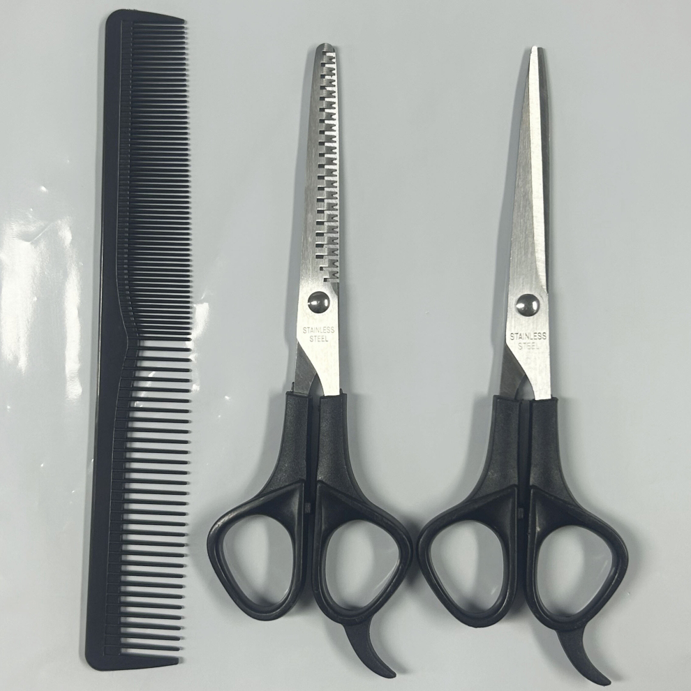 Black Haircut Scissors Set Household Hairdressing Scissors Thinning Shears Hair Cutting Barber Scissors Flat Tooth Scissor Comb Beauty Hairdressing Scissors